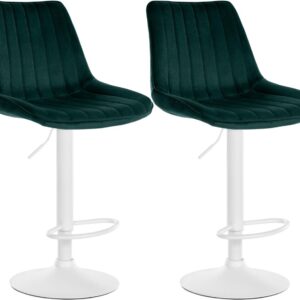 2er Set Barhocker Toni Samt weiß grün