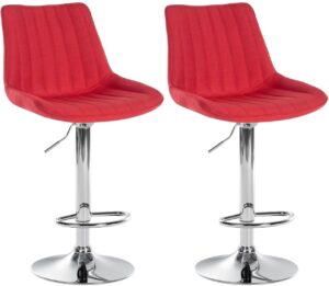 2er Set Barhocker Toni Stoff chrom rot