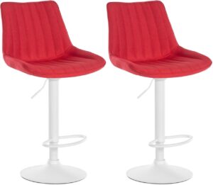 2er Set Barhocker Toni Stoff weiss rot