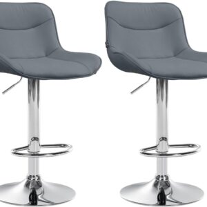 2er Set Barhocker Vonore Kunstleder chrom grau