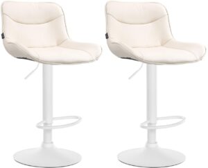 2er Set Barhocker Vonore Kunstleder weiss creme