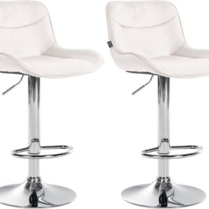 2er Set Barhocker Vonore Samt chrom creme
