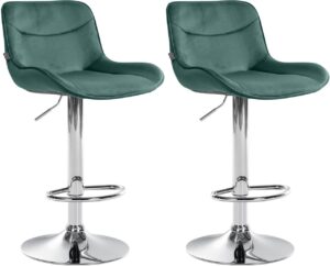 2er Set Barhocker Vonore Samt chrom gruen