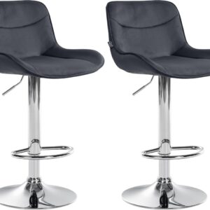 2er Set Barhocker Vonore Samt chrom schwarz