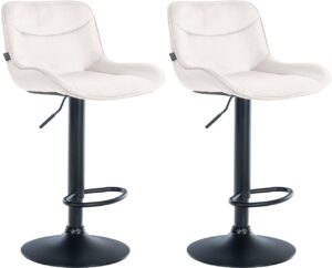 2er Set Barhocker Vonore Samt schwarz creme