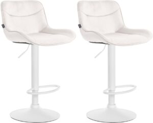 2er Set Barhocker Vonore Samt weiss creme
