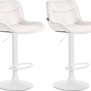 2er Set Barhocker Vonore Samt weiß creme