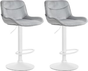2er Set Barhocker Vonore Samt weiss grau