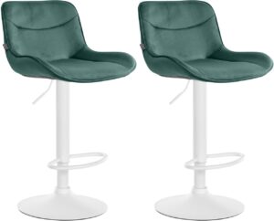 2er Set Barhocker Vonore Samt weiss gruen