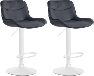 2er Set Barhocker Vonore Samt weiss schwarz