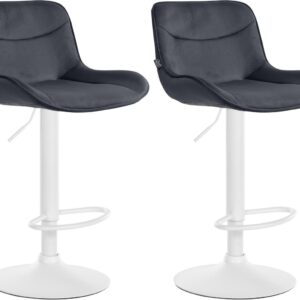 2er Set Barhocker Vonore Samt weiß schwarz