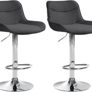 2er Set Barhocker Vonore Stoff chrom dunkelgrau