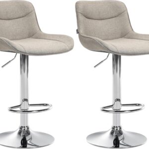 2er Set Barhocker Vonore Stoff chrom taupe