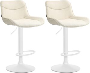 2er Set Barhocker Vonore Stoff weiss creme