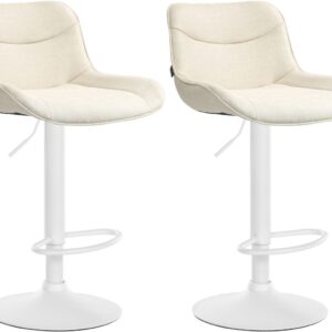 2er Set Barhocker Vonore Stoff weiß creme
