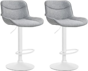 2er Set Barhocker Vonore Stoff weiss grau