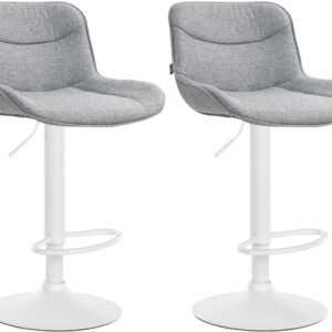 2er Set Barhocker Vonore Stoff weiß grau