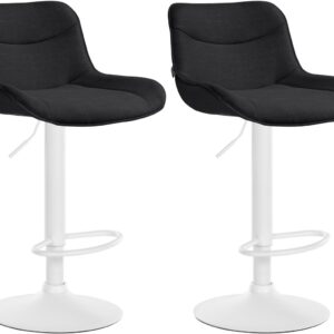 2er Set Barhocker Vonore Stoff weiß schwarz