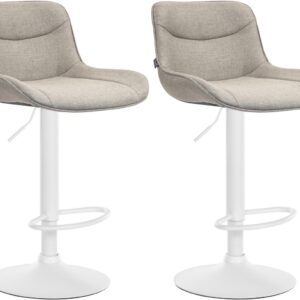 2er Set Barhocker Vonore Stoff weiß taupe