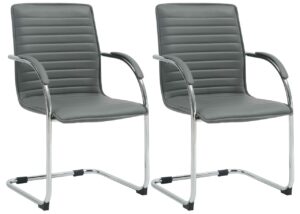 2er Set Besucherstuehle Tira Kunstleder grau