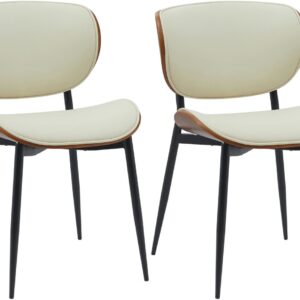 2er Set Besucherstuhl Enid Kunstleder walnuss/creme