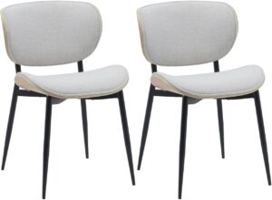 2er Set Besucherstuhl Enid Stoff naturacreme