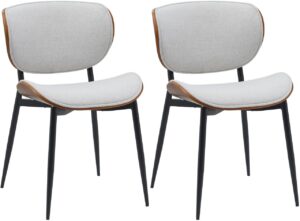 2er Set Besucherstuhl Enid Stoff walnusscreme