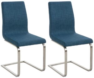 2er Set Esszimmerstuehle Belfort Stoff blau