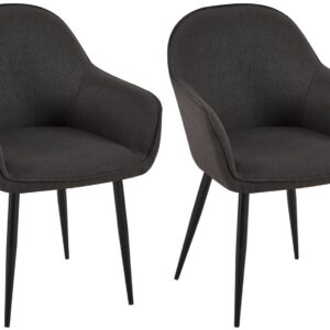 2er Set Esszimmerstühle Boise Stoff schwarz