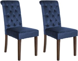 2er Set Esszimmerstuehle Lisburn Samt blau