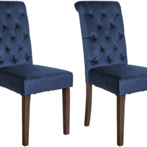 2er Set Esszimmerstühle Lisburn Samt blau