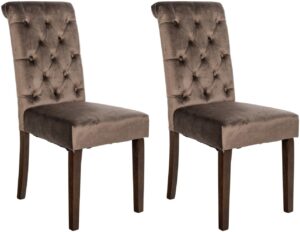 2er Set Esszimmerstuehle Lisburn Samt braun