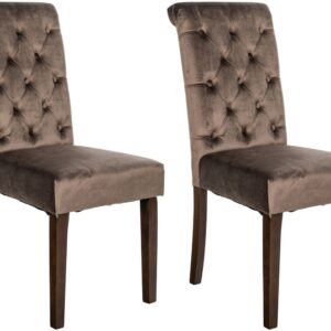 2er Set Esszimmerstühle Lisburn Samt braun