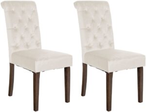 2er Set Esszimmerstuehle Lisburn Samt creme