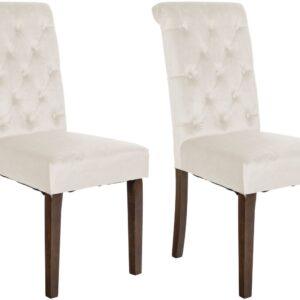 2er Set Esszimmerstühle Lisburn Samt creme