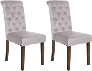 2er Set Esszimmerstuehle Lisburn Samt grau