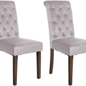2er Set Esszimmerstühle Lisburn Samt grau