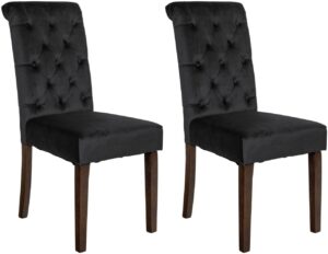 2er Set Esszimmerstuehle Lisburn Samt schwarz
