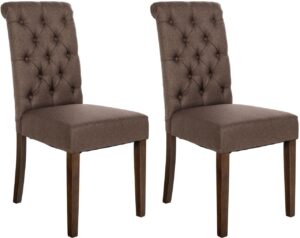 2er Set Esszimmerstuehle Lisburn Stoff braun