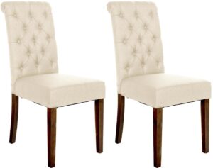 2er Set Esszimmerstuehle Lisburn Stoff creme