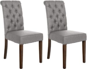 2er Set Esszimmerstuehle Lisburn Stoff grau