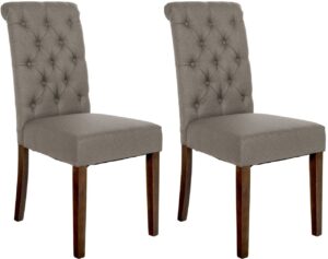 2er Set Esszimmerstuehle Lisburn Stoff taupe