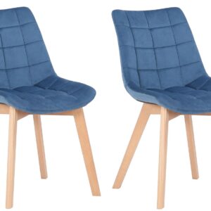 2er Set Esszimmerstühle Passaic Samt blau