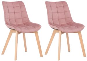 2er Set Esszimmerstuehle Passaic Samt pink