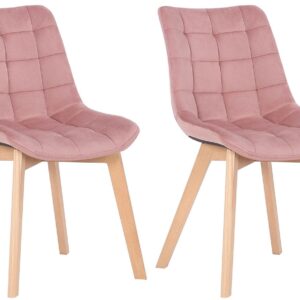 2er Set Esszimmerstühle Passaic Samt pink