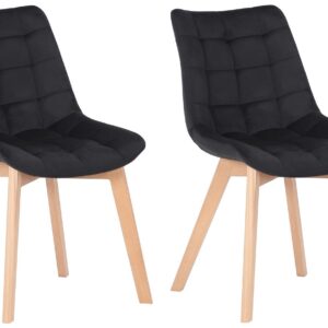 2er Set Esszimmerstühle Passaic Samt schwarz