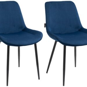2er Set Esszimmerstühle Victoria Samt blau