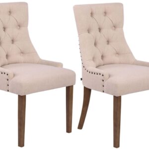 2er Set Esszimmerstuhl Aberdeen Stoff antik-hell creme