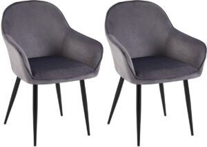 2er Set Esszimmerstuhl Boise Samt dunkelgrau