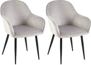2er Set Esszimmerstuhl Boise Samt grau